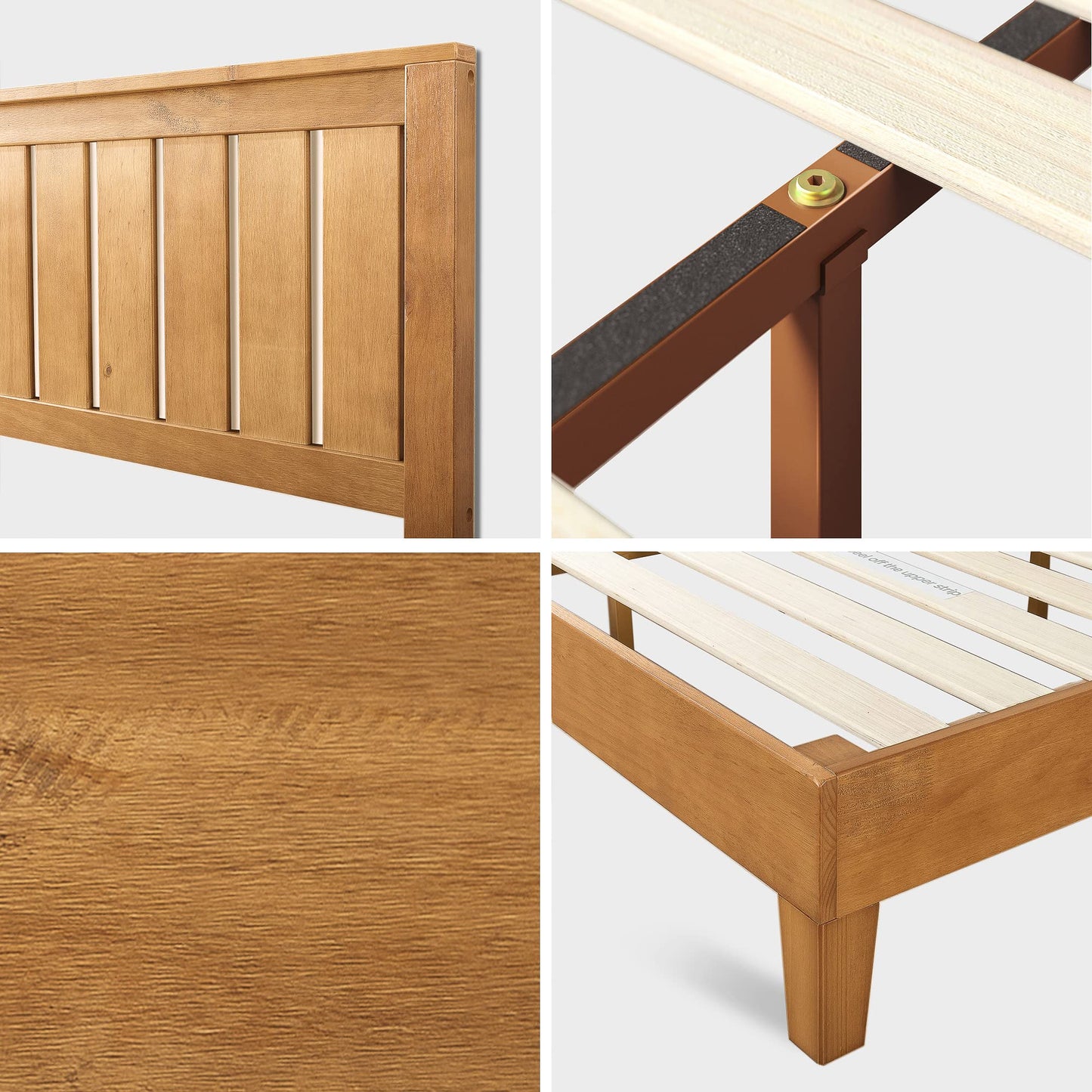 Zinus Alexis Deluxe Wood Platform Bed Frame with Headboard, Wood Slat Support, No Box Spring Needed, Easy Assembly, Rustic Pine, Queen