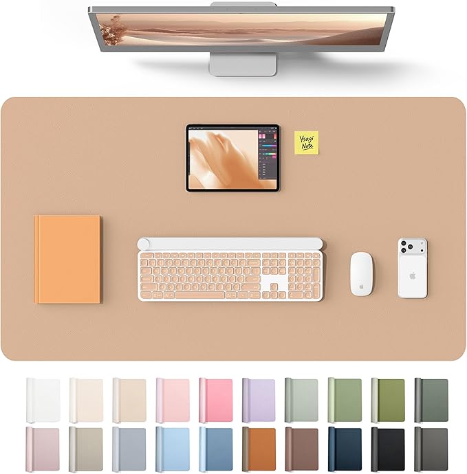 YSAGi Leather Desk Protector, Office Mat, Large Mouse Mat, Non-Slip PU Leather Blotter, Laptop Desk Mat, Waterproof Writing Pad for Office and Home(Latte, 40" x 24")