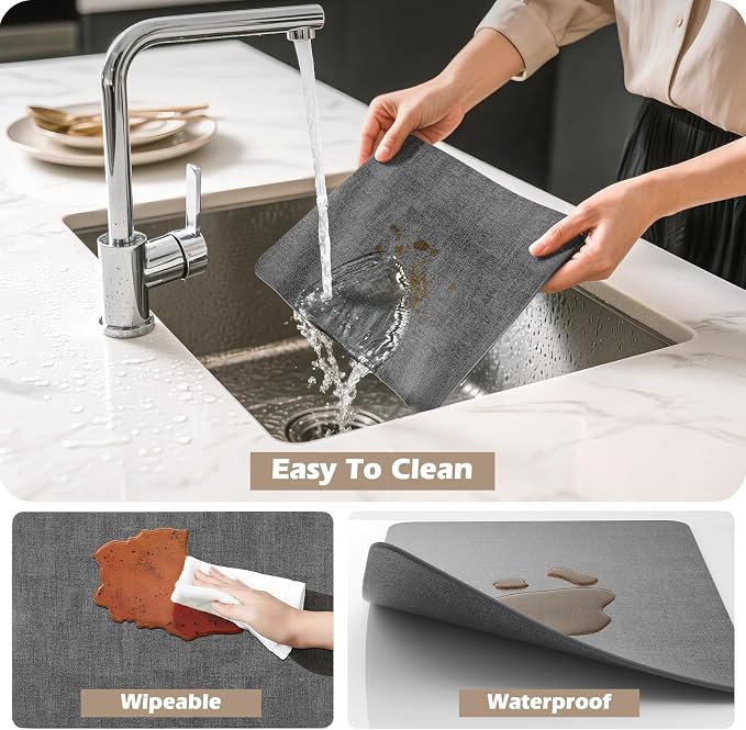 Aofmee Faux Leather Placemats Set of 6 - Waterproof - Wipeable - Washable - Heat Resistant - Anti Slip Stain Resistant Kitchen Dining Table Place Mats, Suitable for Indoor & Outdoor Use, Easy to Clean