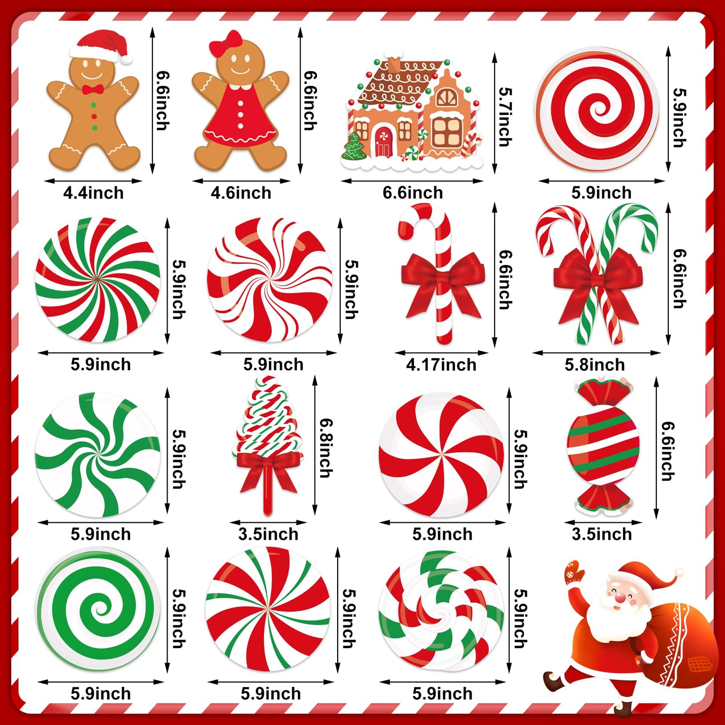 36 PCS Christmas Hanging Swirls Decorations Pre-Strung Candy Gingerbread Man Hanging Streamers Christmas Red Green Candies Gingerbread House Ceiling Swirl Streamer for Xmas Holiday Party Home Decor