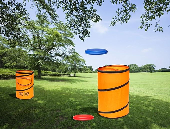 Folding Disc Toss Game Set - Flying Disc Toss Dunk Game Set - Includes 2 Disc Targets with Bean Bag & 2 Flying Discs & Carrying Case - Great for Backyard,BBQs,Tailgating