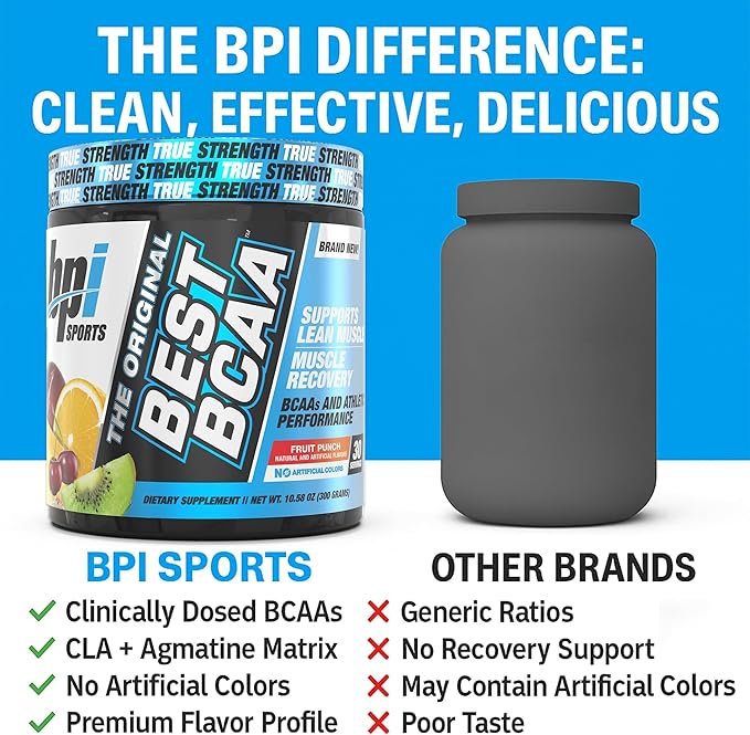BPI Sports Best BCAA - BCAA Powder - Branched Chain Amino Acids - Muscle Recovery - Muscle Protein Synthesis - Lean Muscle - Improved Performance ??Hydration ??Fruit Punch - 60 Servings - 1.32 Pound