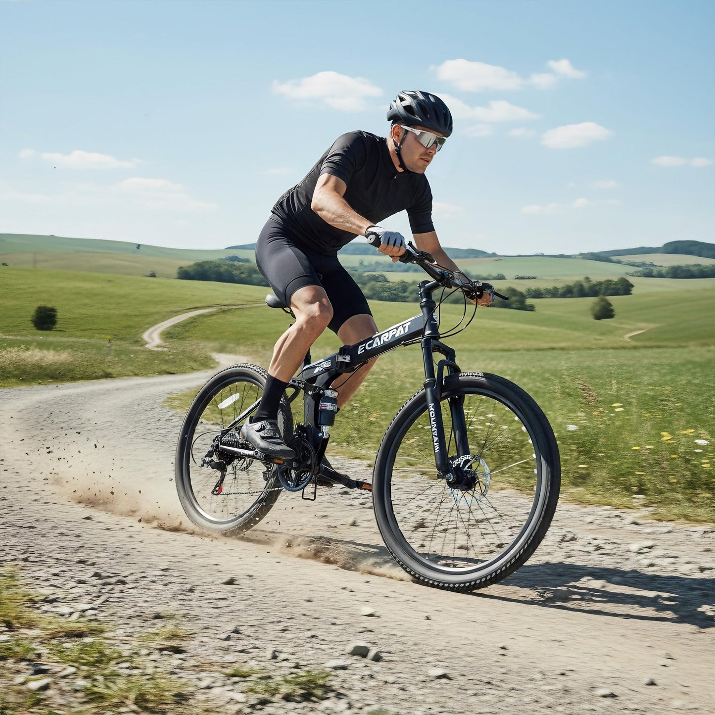 Ecarpat Folding Mountain Bike- 26 Inch Bikes for Adults, 21 Speed Full Suspension Foldable Bike for Men or Womens Bike Riders, High Carbon Steel Frame Dual Disc Brake MTB for Trek and Commuter