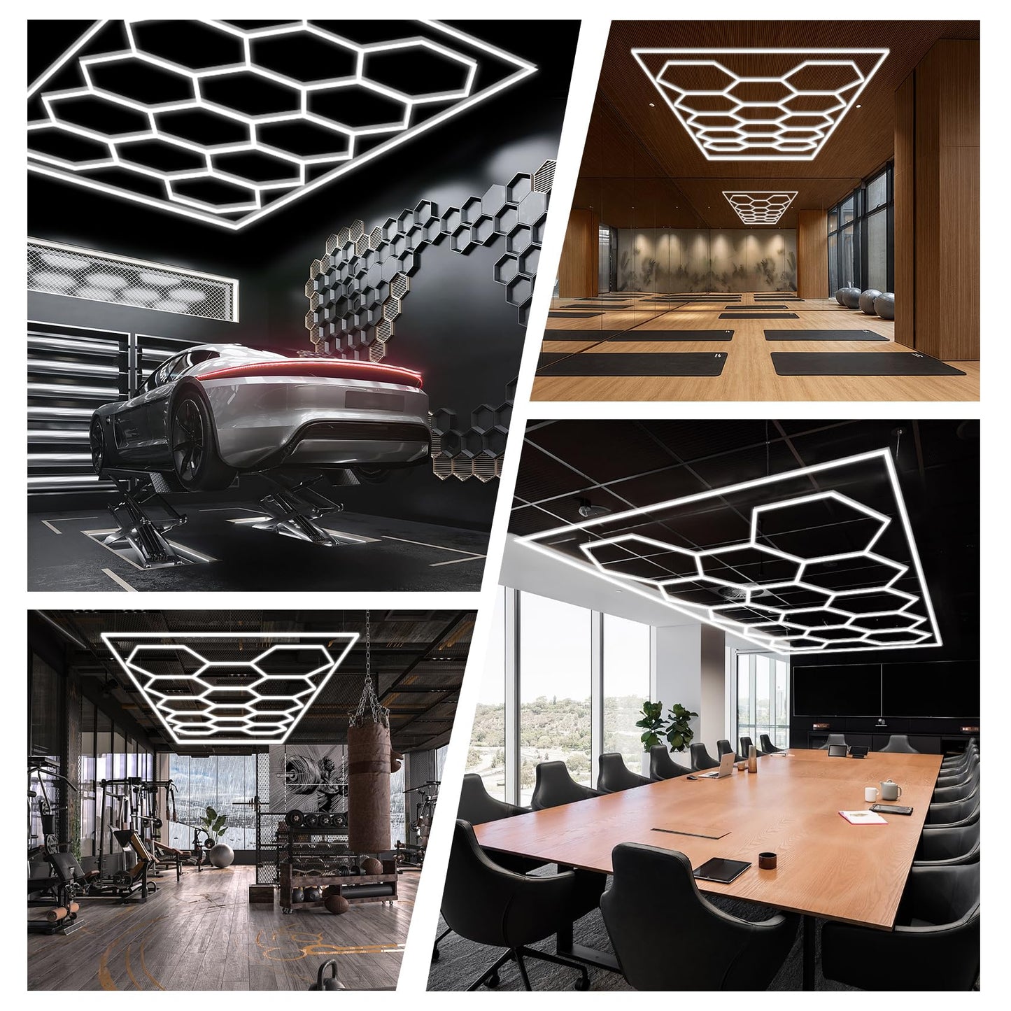 FERUERW Hexagon Garage Lights, High Brightness 168W 6500K 18480Lumens Honeycomb Hexagon Led Garage Light 5 Grid for Garage, Auto Beauty Shop, Car Detailing Shop, Workshop