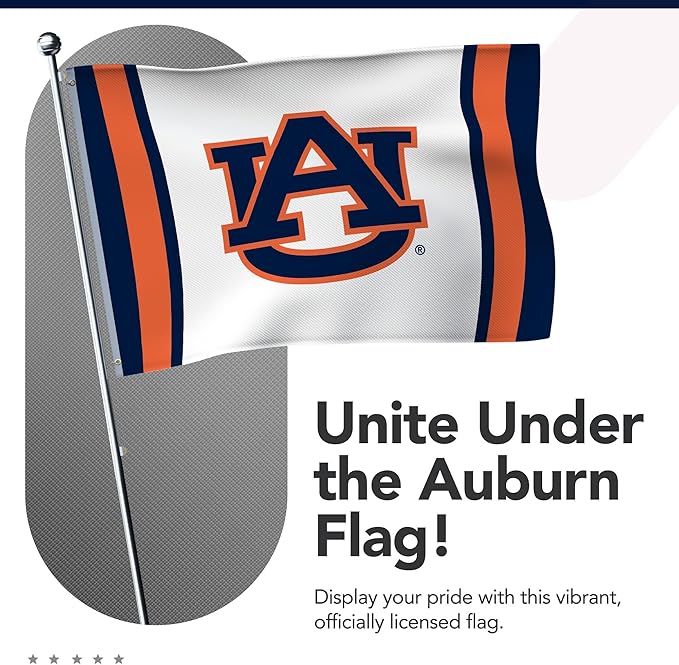 Auburn Tigers College Sports Printed Flag - NCAA Licensed - Nylon - School Banner (White) (2' x 3')