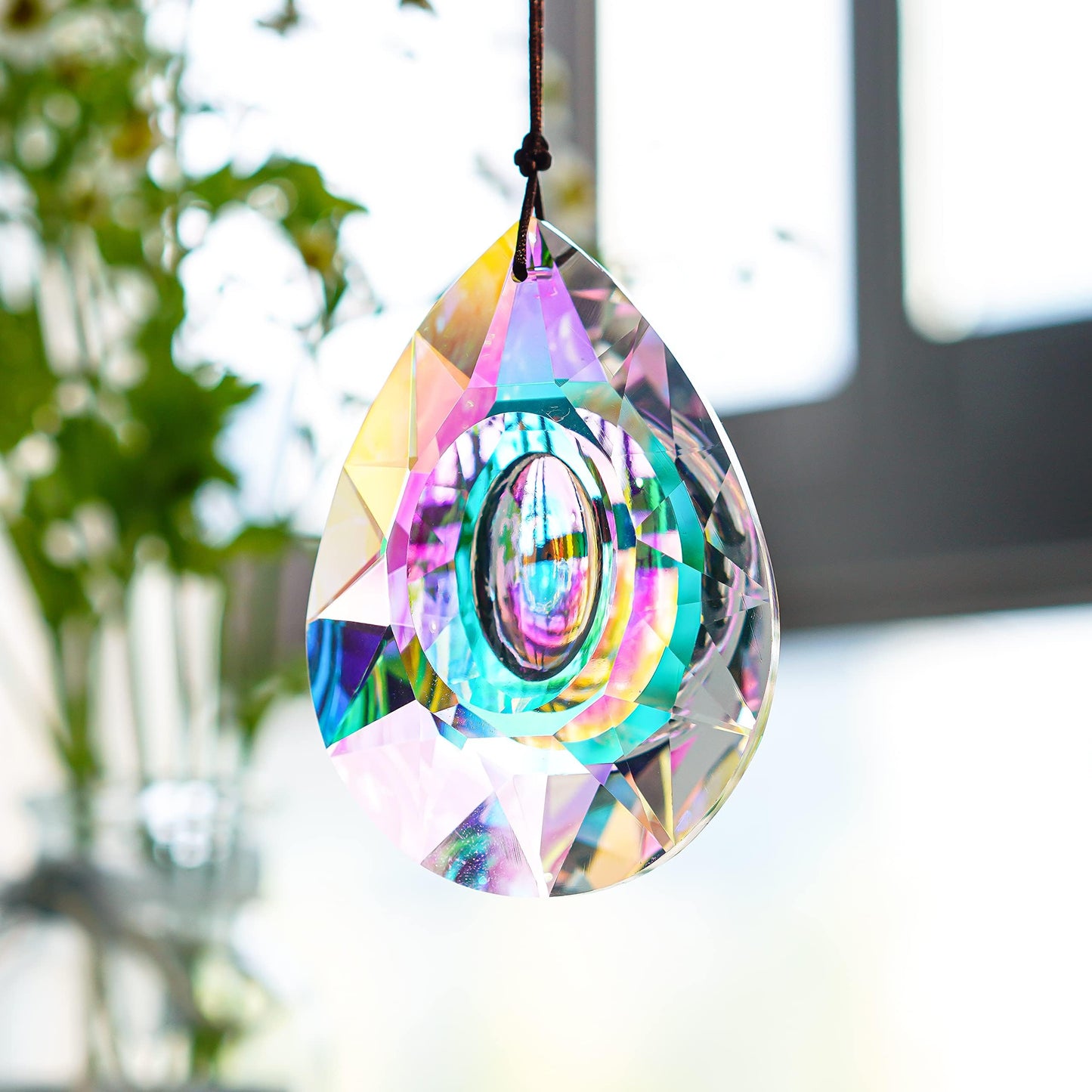 89mm/3.5in Hanging Chandelier Crystals Prisms, Rainbow Maker Pendants for Window Sun Catchers Chandelier Parts