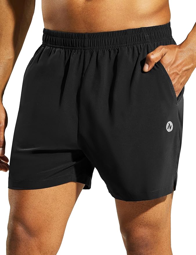 Nepest Men's 5?™â€?Athletic Running Shorts with Pockets, Lightweight Quick Dry Gym Workout Training No Liner Shorts