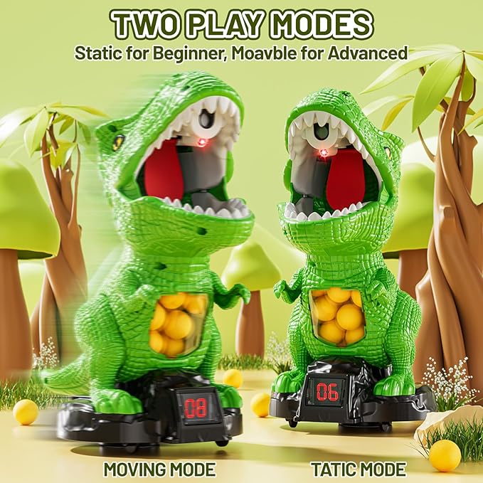 Moveable Dinosaur Shooting Toys for Kids 3-8 Years, Movable Shooting Target Toy with Air Pump Guns, Interactive Competition Game Gift for Boys and Girls Ages 3 4 5 6 7 8 Years Old