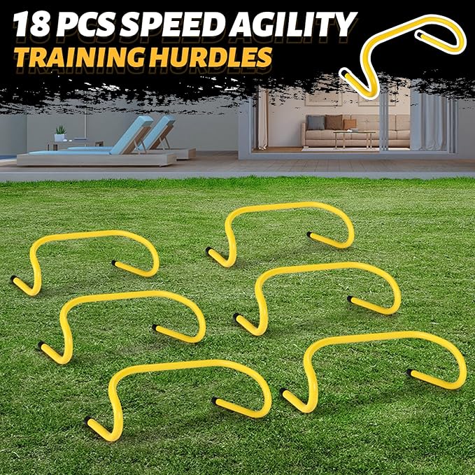 Wettarn 18 Pcs 6" Speed Training Hurdles Durable Agility Training Hurdle Agility Plyometric and All Purpose Equipment for Athletes, Soccer, Basketball