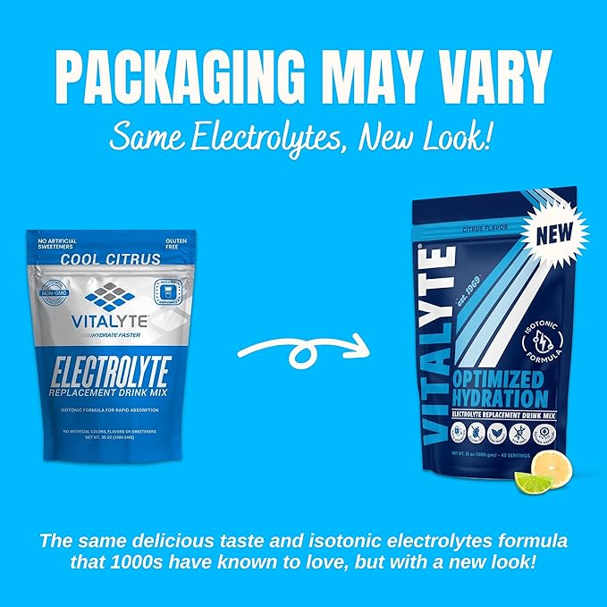 Vitalyte Electrolyte Powder Drink Mix, Isotonic Electrolyte Hydration Mix, Bulk Case Pack (12 Pack, Cool Citrus)