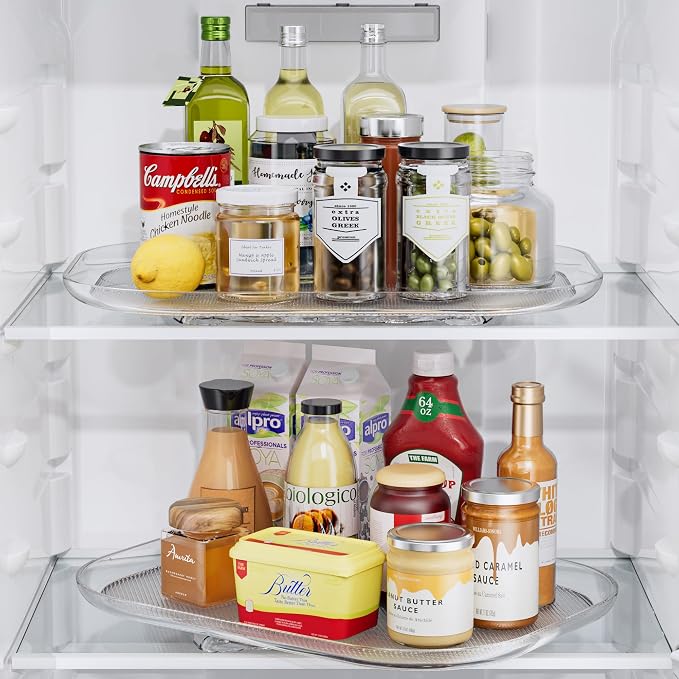 LAMU Lazy Susan Organizer 14.56''x11'' for Refrigerator Organizers and Storage Fridge Organization, Turntable Condiment Organizer for Kitchen, Table Top, Cabinet, Pantry, Countertop, 1 Pack
