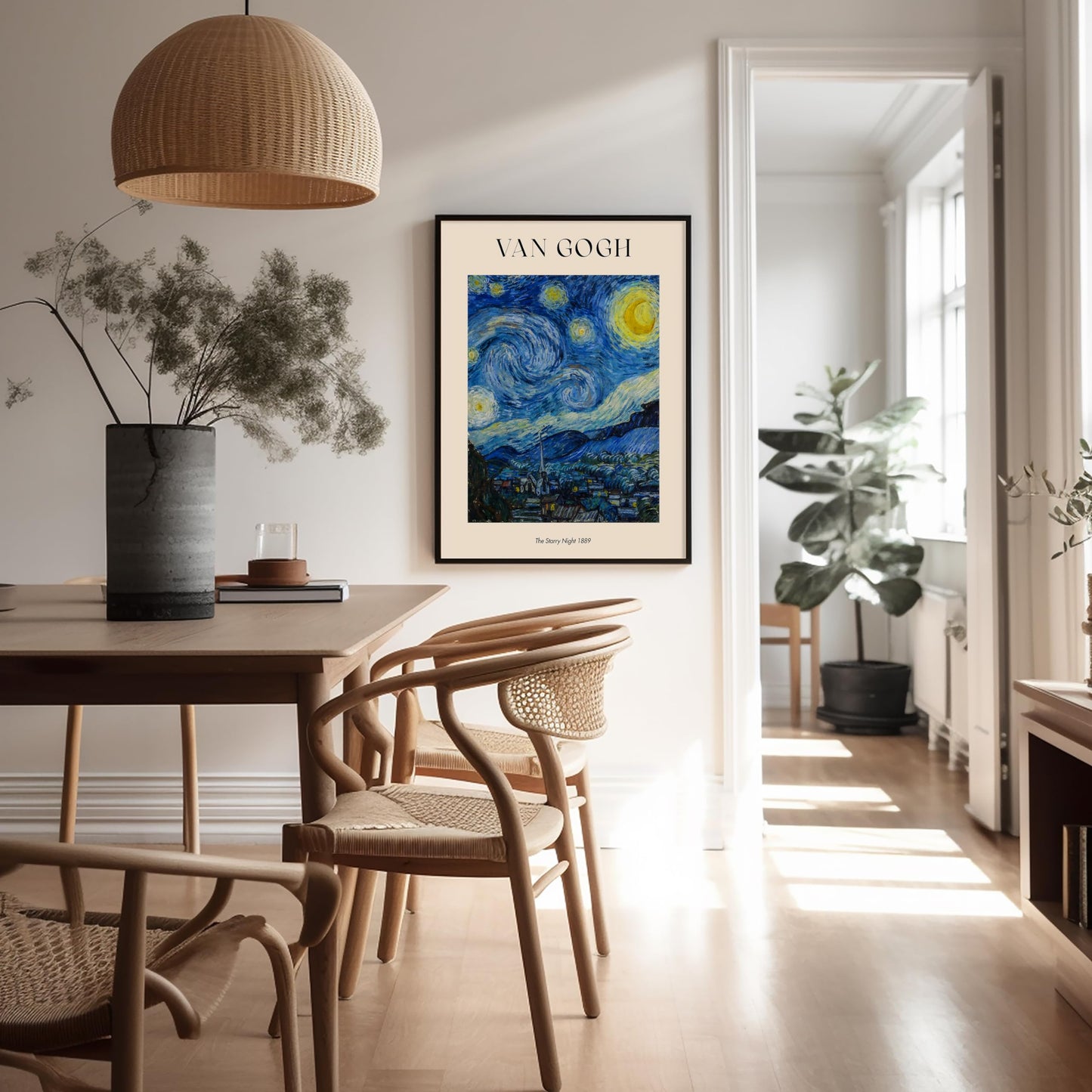 Poster Master The Starry Night Print - Van Gogh Poster - Masterpiece Art - Abstract Landscape Wall Design - Impressionism Art - Classic Living Room or Office Decor - 8x10 UNFRAMED Wall Art