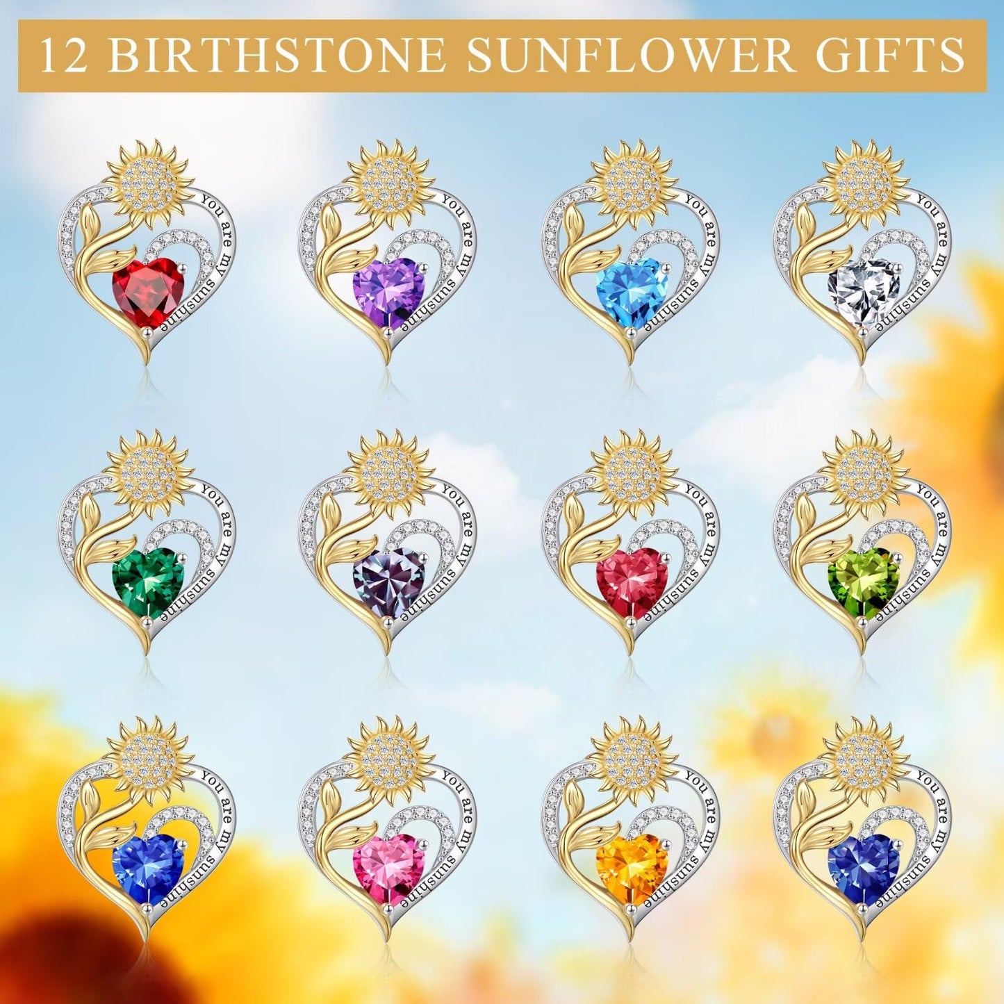 Iefil Mothers Day Gifts for Wife - 925 Sterling Silver Sunflower Necklace May Simulated Emerald Necklace Birthday Mothers Day Gifts for Mom Daughter