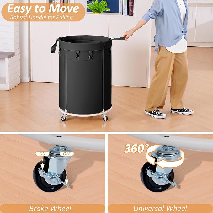 150L Large Capacity Rolling Laundry Basket Hamper with Wheels, Clothes hamper and Removable Bag for Home, Laundry Room, Bedroom, Bathroom, Apartment, Dorm