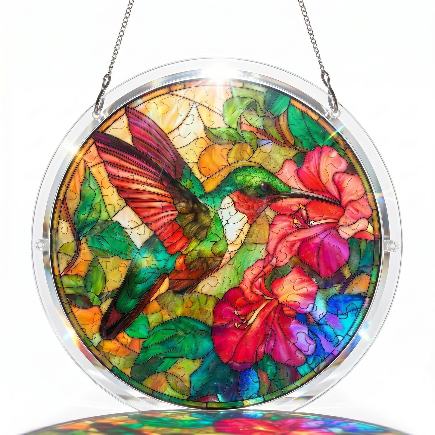 Acrylic Puzzles Suncatcher, 9.8 Inch Hummingbird Window Suncatcher Acrylic Puzzle, DIY Acrylic Suncatcher Jigsaw Puzzle Home Decor Art Gift