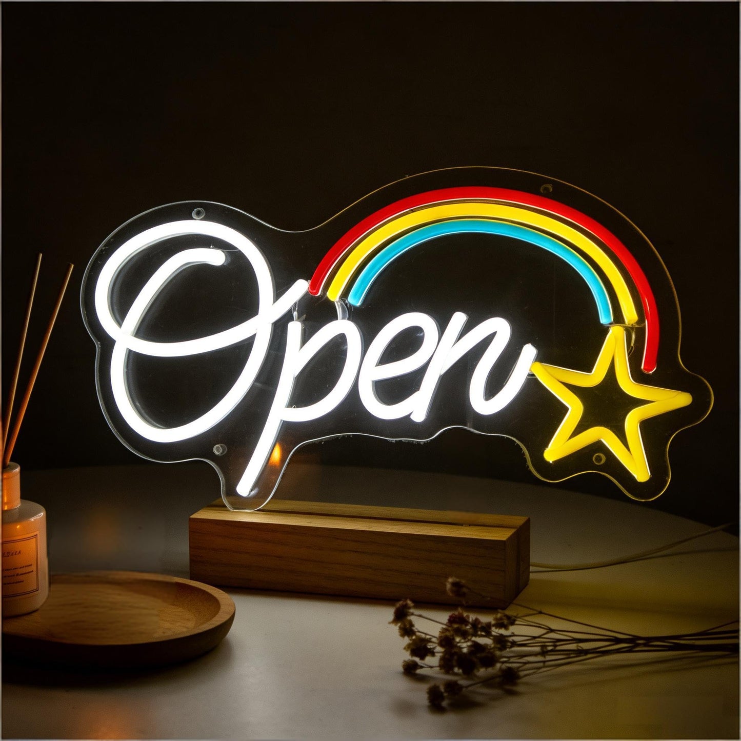 Open LED Neon Sign, USB Powered Decorative Light Store Business Open Sign for Retail Shop Cafe Bar Home Wall Table Light Up Neon Decor 15.7 x 7.1 In