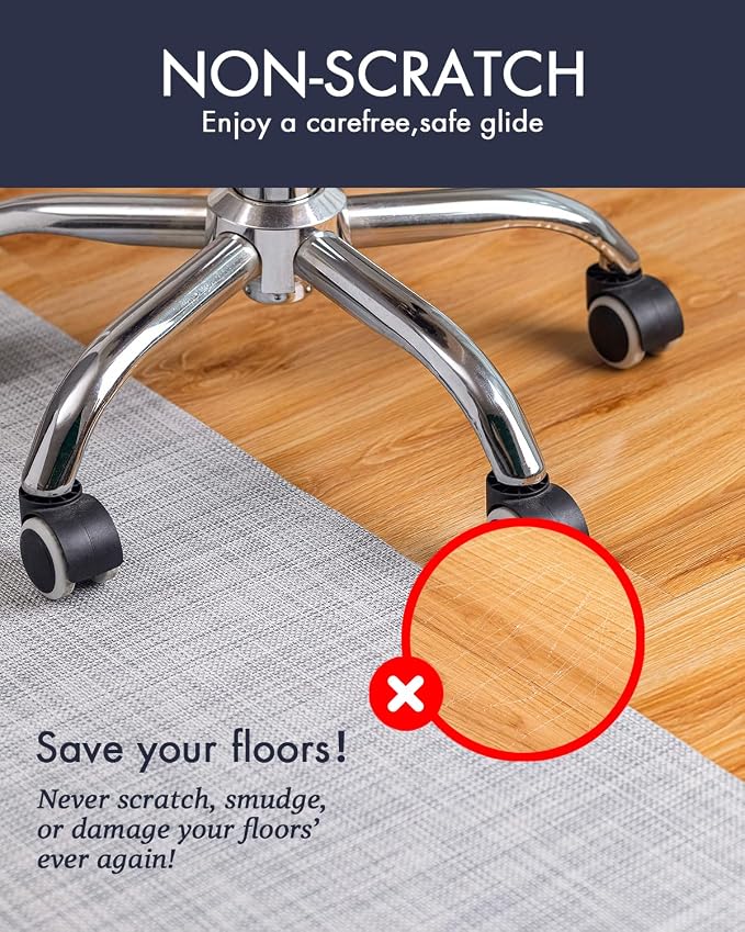 BARoyal Office Chair Mat for Hardwood Floor Under Desk Computer Rolling Chair Mat for Wood/Tile Floor Non-Slip Heavy Duty Desk Rug PVC Plastic Hard Floor Protector 46"x 60" (Mist)