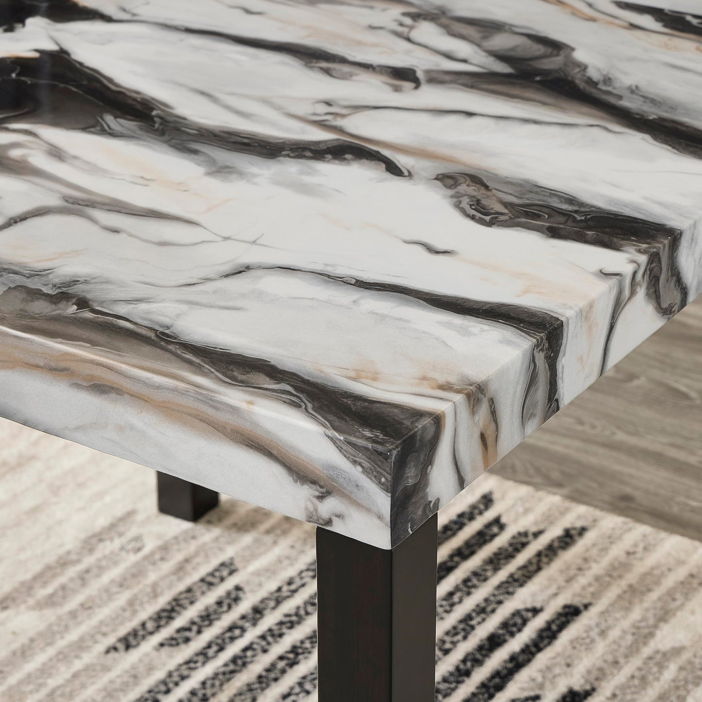 Roundhill Furniture Cavira Modern Faux Marble Counter Height Dining Table with 4 Stools