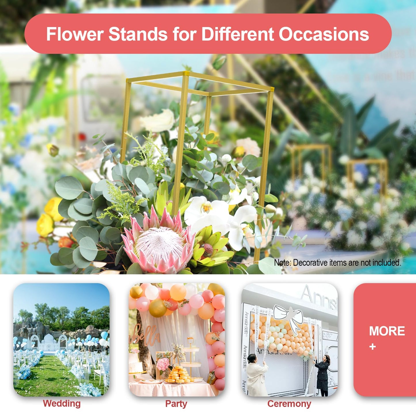 10 Pcs Gold Wedding Vases Centerpiece Stand, 23'' Party Table Centerpieces Metal Column Flower Stands Giant Flowers Decoration Metal Floor Column Geometric Rack for Weddings Birthday Party Decoration