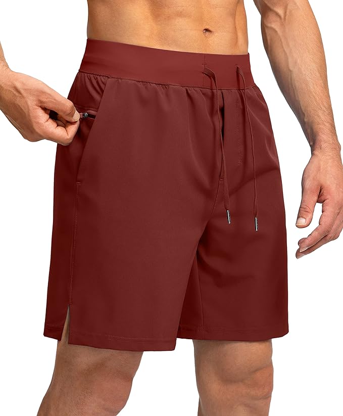 Men's Running Shorts with Zipper Pockets 9 Inch/ 7 Inch / 5 Inch Lightweight Quick Dry Gym Workout Athletic Shorts for Men(7 Inch)