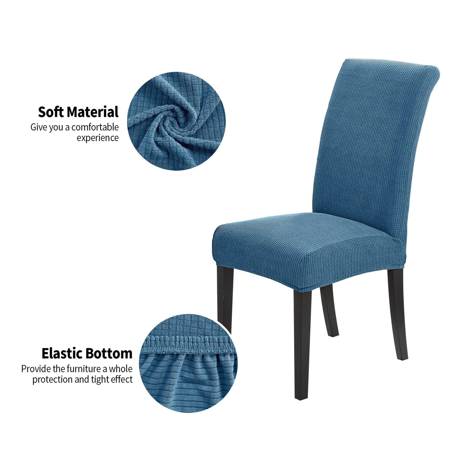 Joccun Chair Covers for Dining Room Set of 4,Chair Slipcovers Stretch Dining Room Chair Covers Seat Protector,Washable Parsons Chair Cover for Home,Hotel,Banquet(Dark Blue,4 Pack)