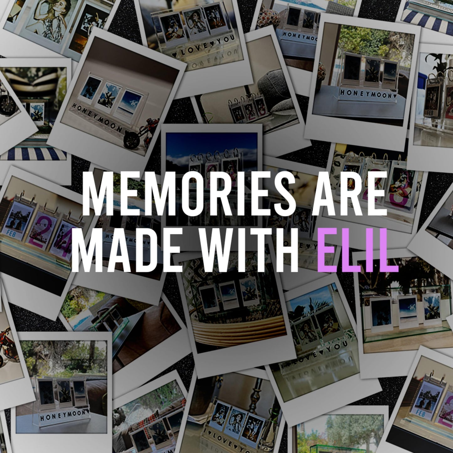 Elil Polaroid & Fujifilm Instax Frame – Clear Acrylic Floating Picture Frame 11.8" x 10.2" Holds 8x10 Photo or 12 Instax Mini Polaroid Go Prints Double-Sided Collage Display for Wedding & Graduation