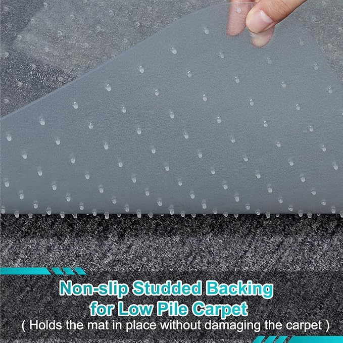 2 Pack Office Chair Mat for Carpets, 48" x 36" Clear Heavy Duty Plastic Floor Protector for Low Pile Carpeted Floors, Under Desk Computer Chair Mat for Home Office, Easy Glide and Flat Without Curling