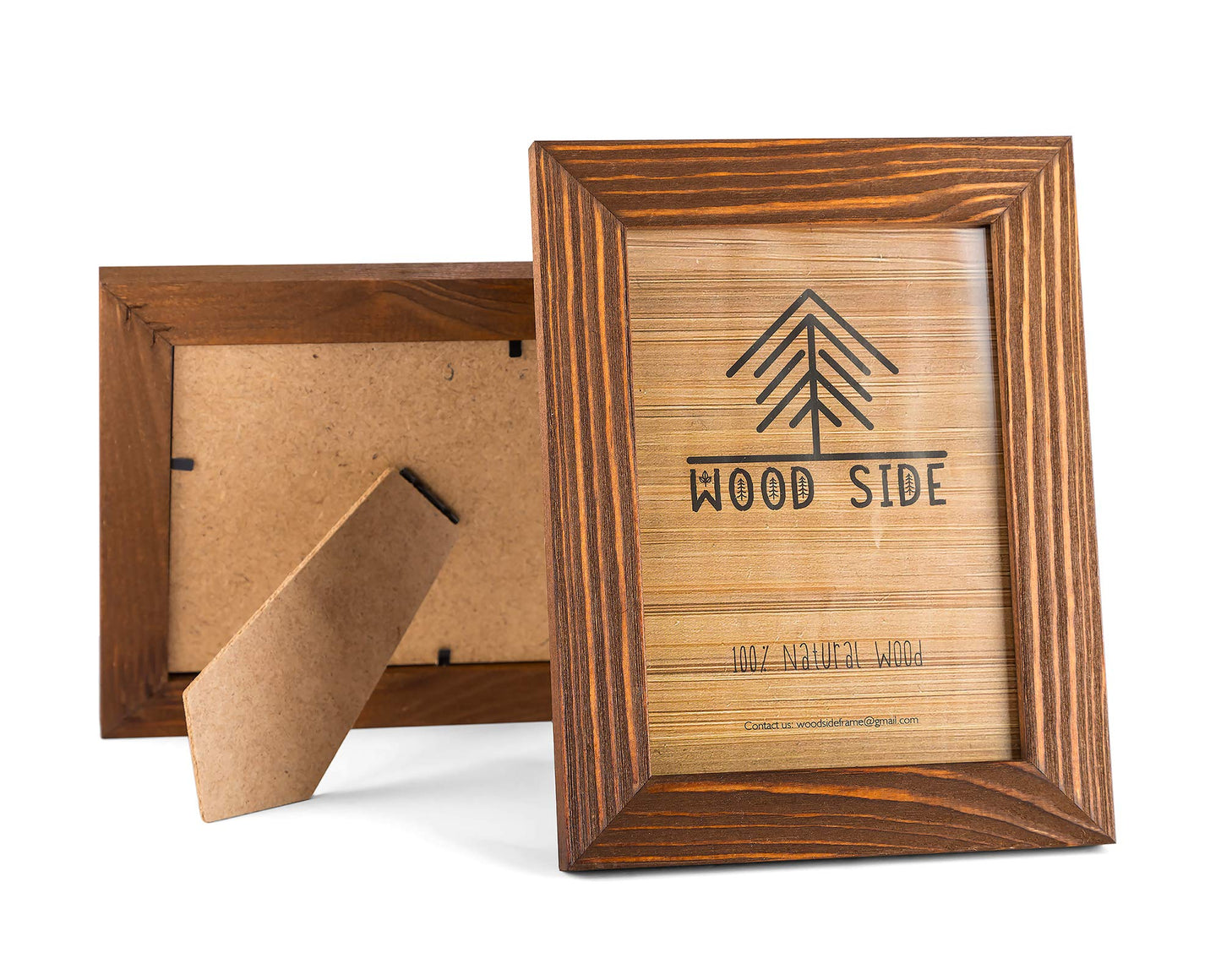Rustic Wooden Picture Frames 6x8 - Set of 2, 100% Natural Eco Solid Wood with Real Glass for Tabletop Display or Wall Mount Photo Frame - Honey Brown