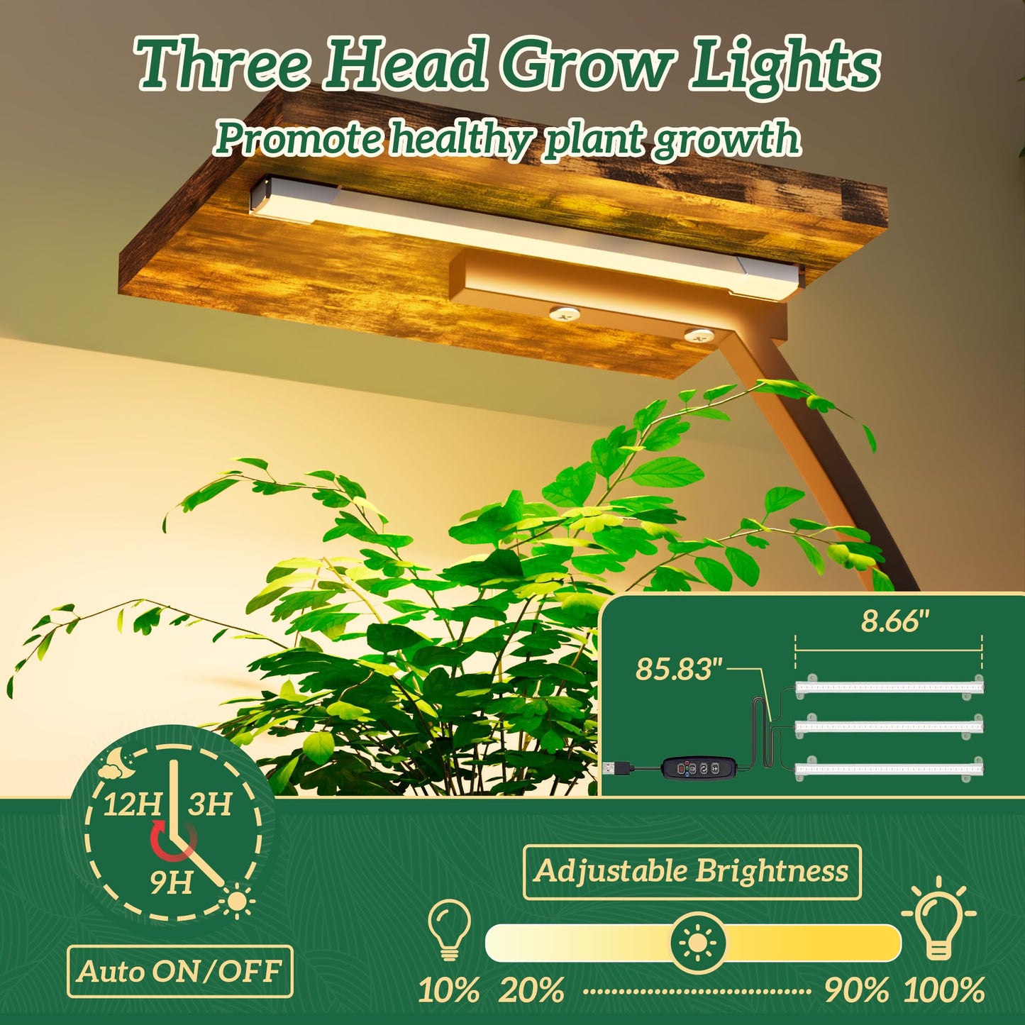 Azaeahom Plant Stand Indoor with Grow Lights, 8 Tiered Metal Plant Shelf with Wheels, 58" Tall Corner Plant Stand Flower Display Rack Holder for Living Room, Patio