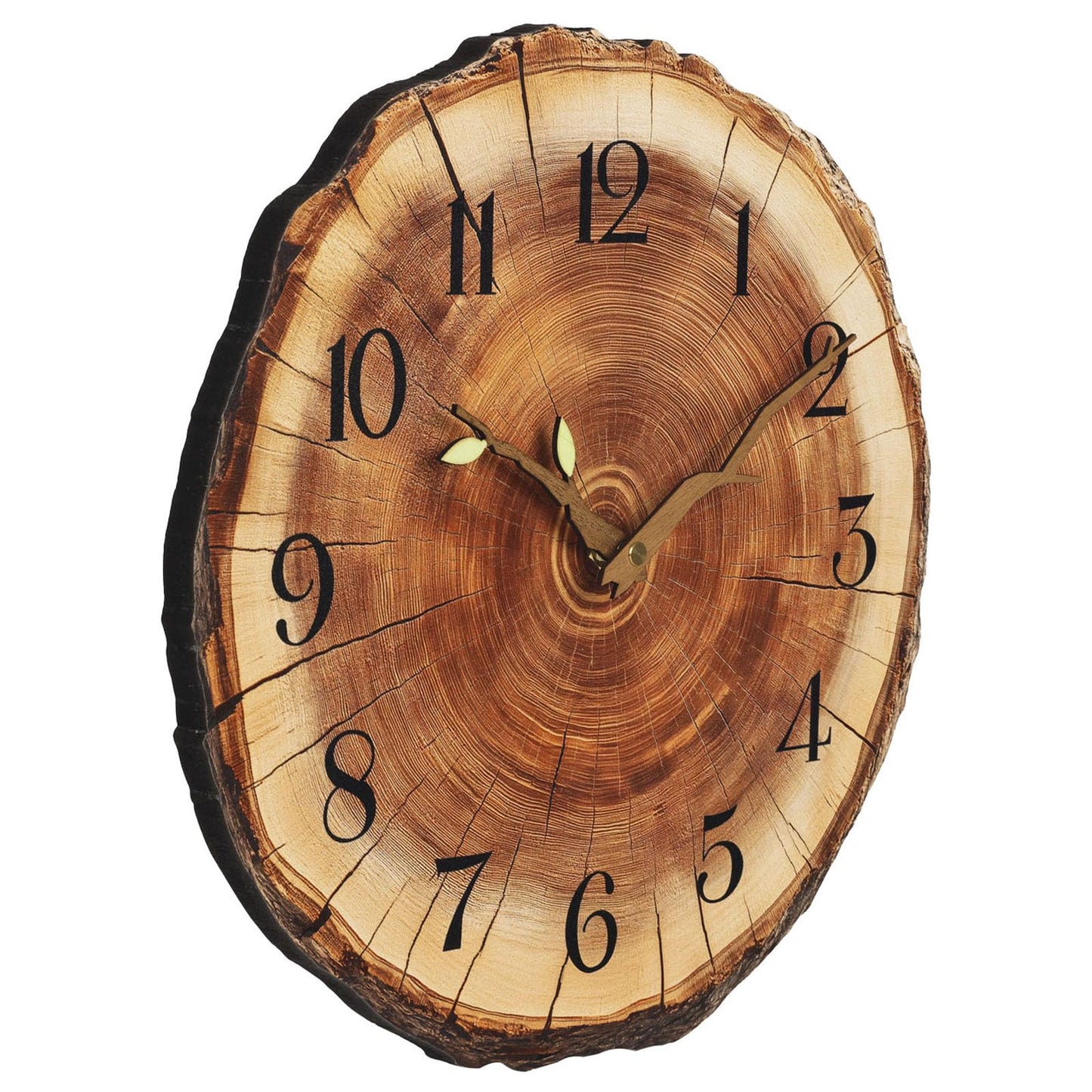 JoFomp Annual Ring Wooden Wall Clocks Battery Operated, 12 Inch Silent Wall Clock Non Ticking, Rustic Wall Clock Decorative, Wood Wall Clocks for Living Room Decor Bedroom Kitchen Home Office