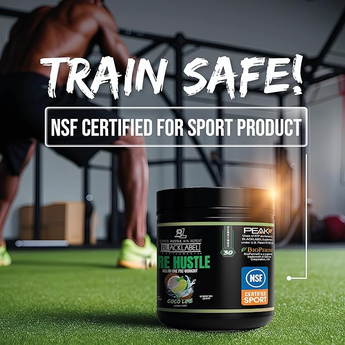 BLACKLABEL Supplements PRE Hustle V3 Pre-Workout Powder ??NSF Certified for Sport ??Energy, Strength & Endurance Support ??Coconut Lime Flavor ??with Creatine & Caffeine ??30 Servings