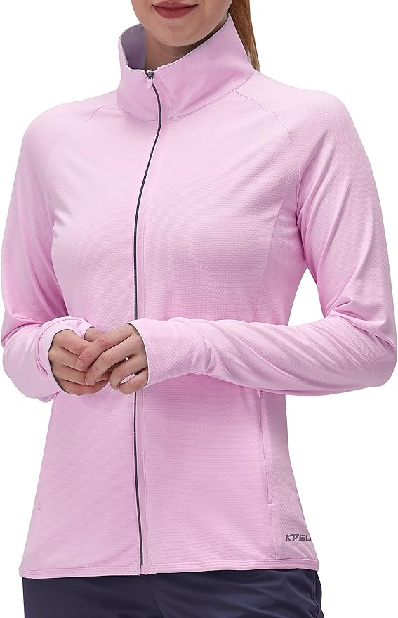 Women's UPF 50+ UV Sun Protection Clothing Long Sleeve Athletic Hiking Shirts Lightweight SPF Zip Up Outdoor Jacket