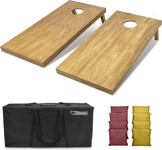 GoSports 4 ft x 2 ft Regulation Size Wooden Cornhole Boards Set - Includes Carrying Case - Full Regulation Size Bean Bag Toss Boards