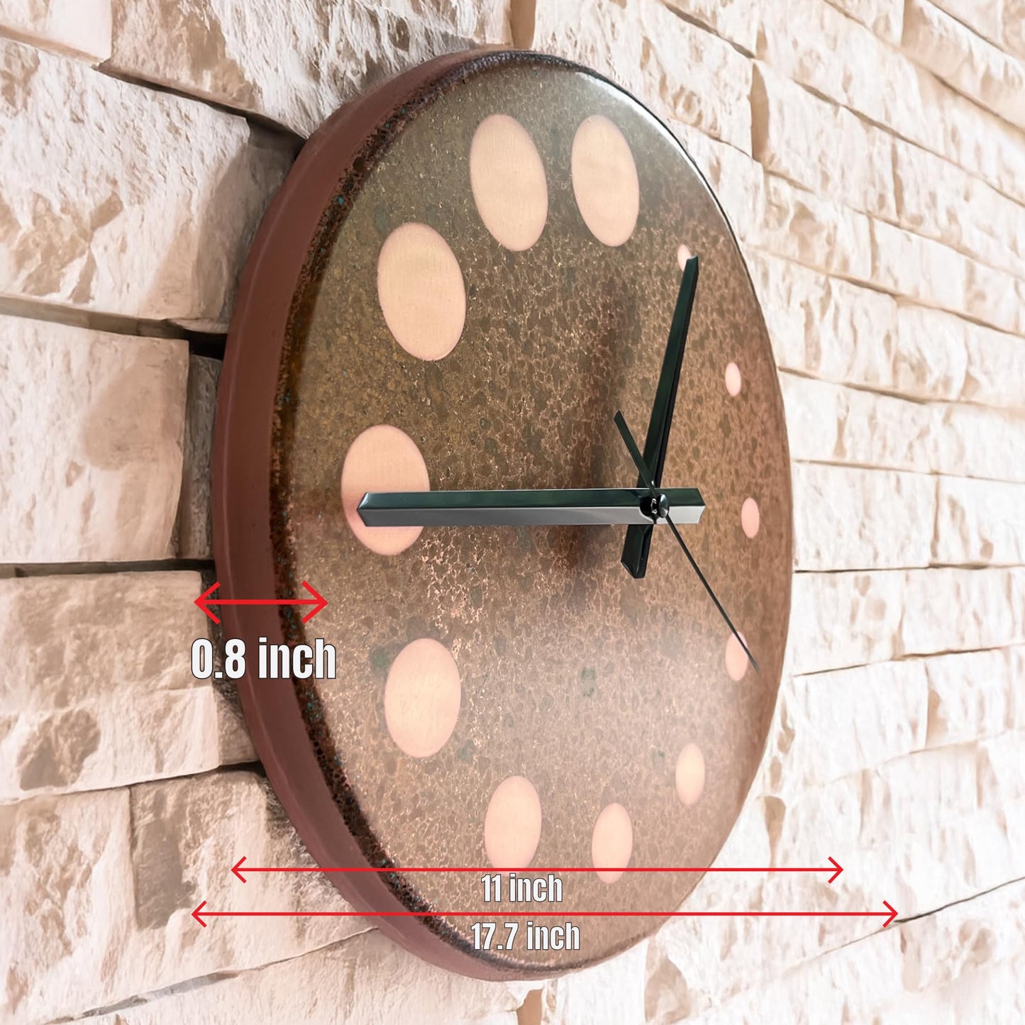 nooc art Handmade Pure Copper Wall Clock for Home Decoration, Decor Clock for Living Room, Bedroom and Kitchen, Rustic Decorative Mural Clock Art for Farmhouse (Circles of Time, 11)