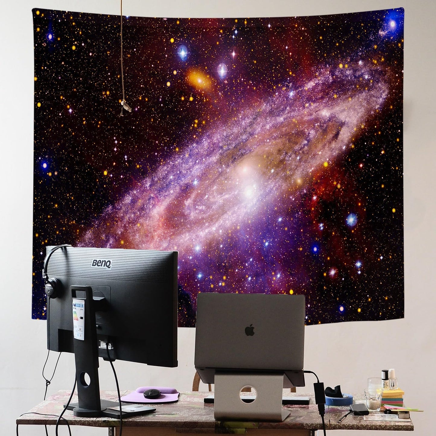 PSYHILAR Blacklight Posters for Adults and Teens, Space Galaxy Backdrop UV Reactive, Black Light Tapestry for Boys Room (59 x 51 Inches)