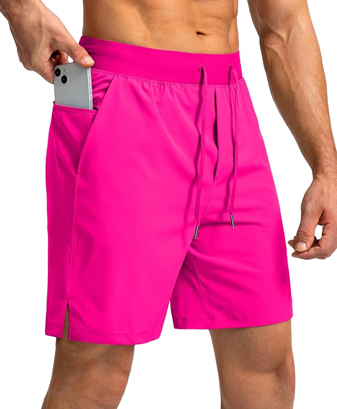 Men's Running Shorts with Zipper Pockets 9 Inch/ 7 Inch / 5 Inch Lightweight Quick Dry Gym Workout Athletic Shorts for Men(7 inch)