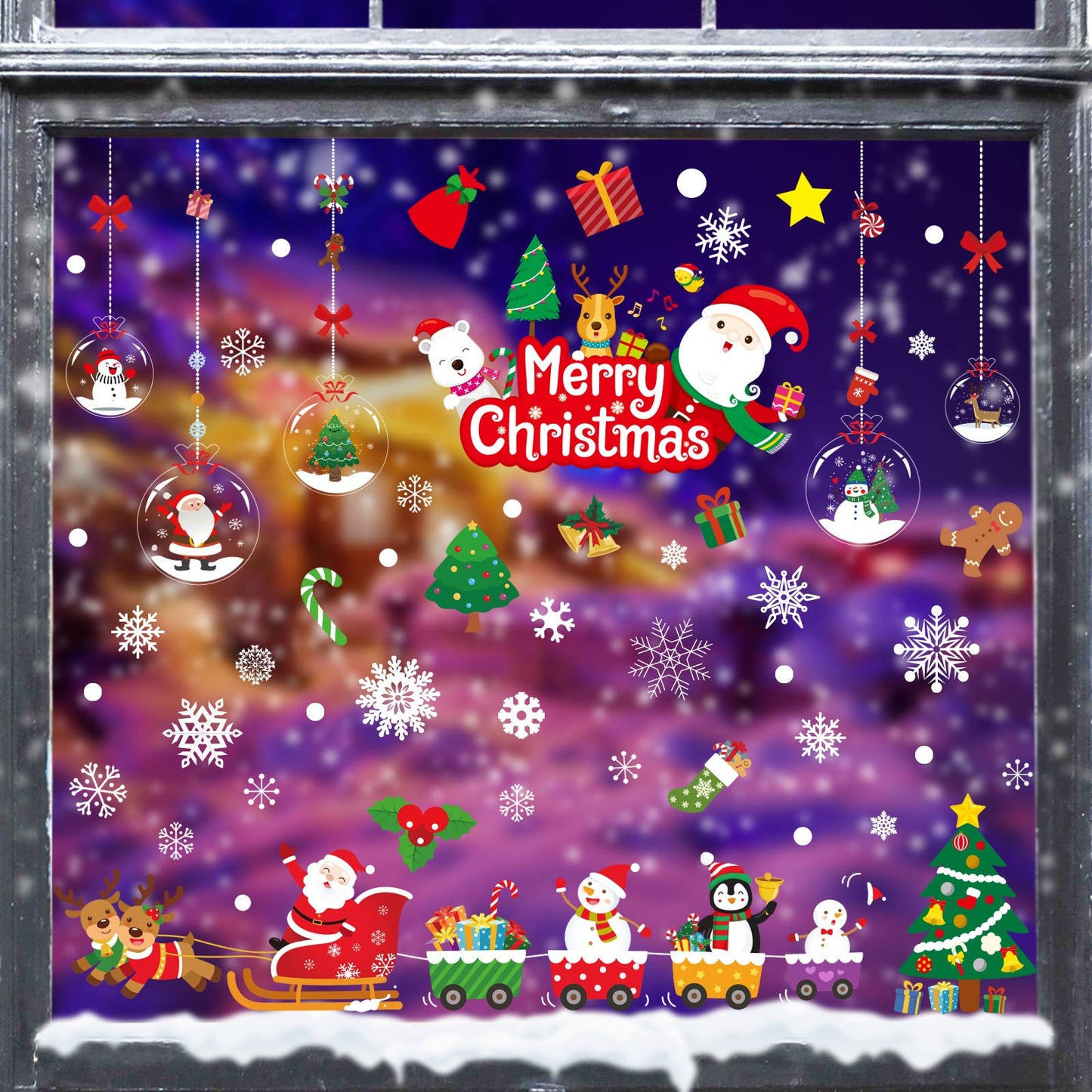 175 PCS Christmas Window Clings Xmas Decals Stickers for Christmas Window Decorations