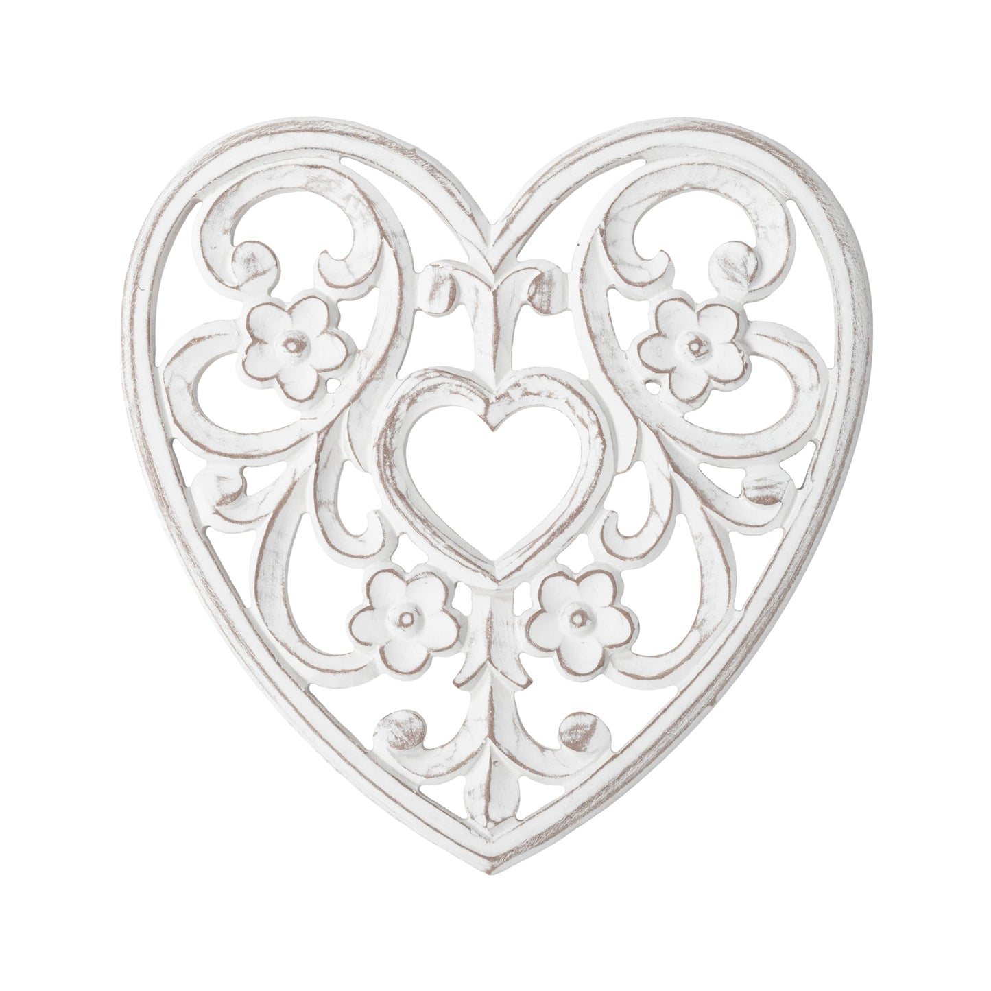 JFY Designs Wall Medallion - Wooden Wall Decor, Hand Carved & Embossed Decorative Wall Sculpture, Boho Farmhouse Wall Art, Perfect for Home, Office or any Living Space - Heart