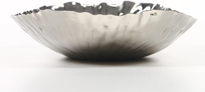 Hosley Elegance Redefined Silver Finish Decor Tray Bowl, 13.6 Inches Long Versatile and Chic Centerpiece for Serving, Floral Arrangements, and Stylish Home Decor