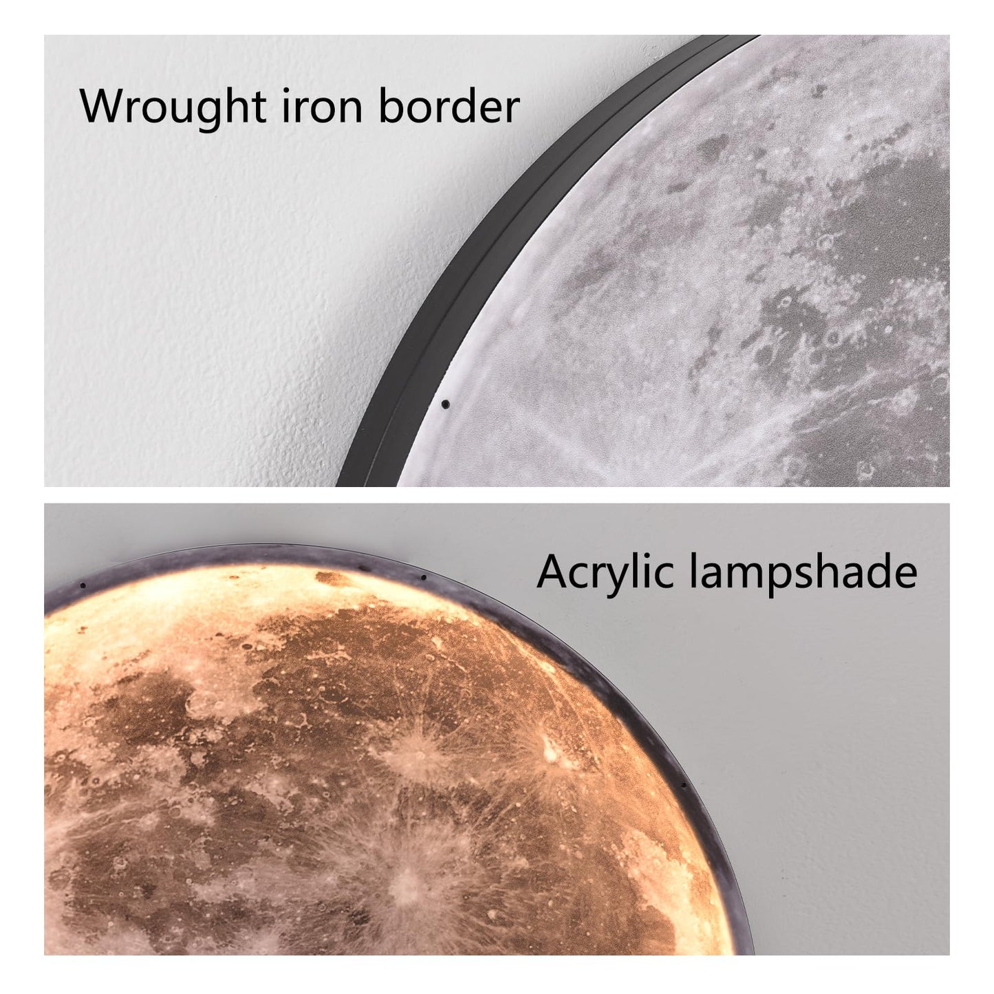 RRDEFSD 3D Moon LED Wall Lamp Modern Art Deco Lighting, Remote Control Lighting with 3 Colors Changing, Acrylic Lamp for Living Room Bedroom (9.5in)