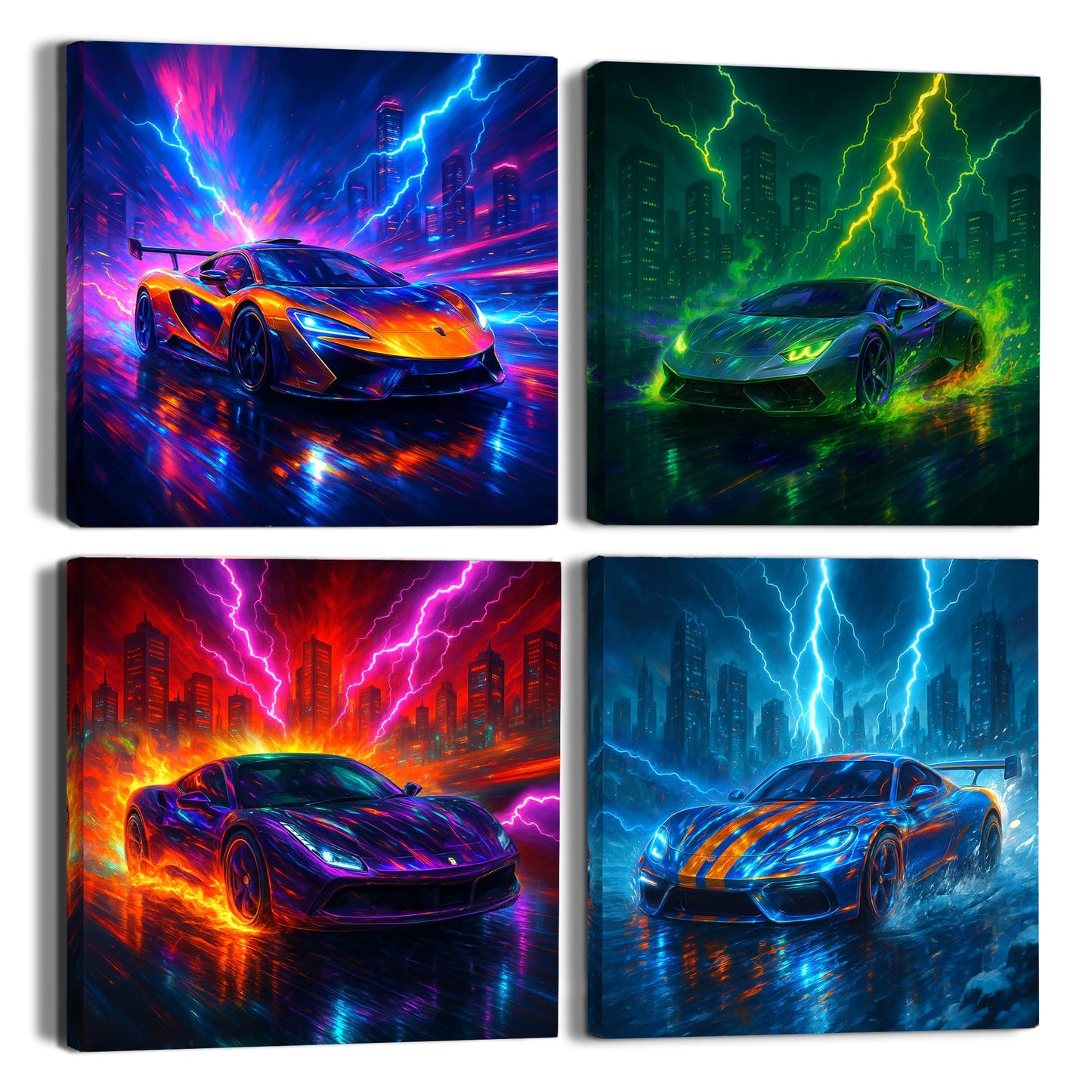 Deveosa Cool Car Painting Pictures Posters Framed Wall Decorations Art Canvas Prints For Boys Bedroom Men Room Decor