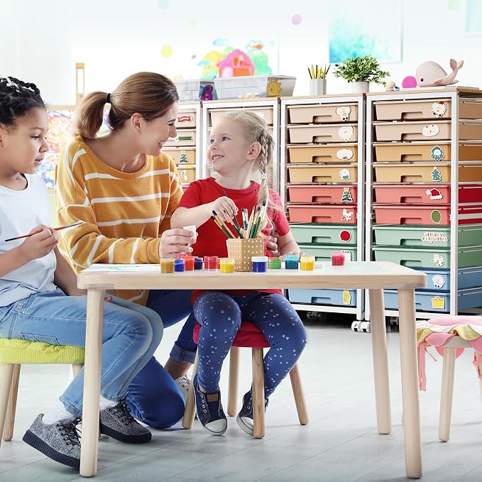 SYKIARIOL Rolling Cart with Drawers,10 Drawer Rolling Cart,Storage Cart with Wheels,Utility Cart with Drawers,Teacher Cart for Classroom Storage,Craft Cart with Wheels and Wooden Tabletop,Rainbow