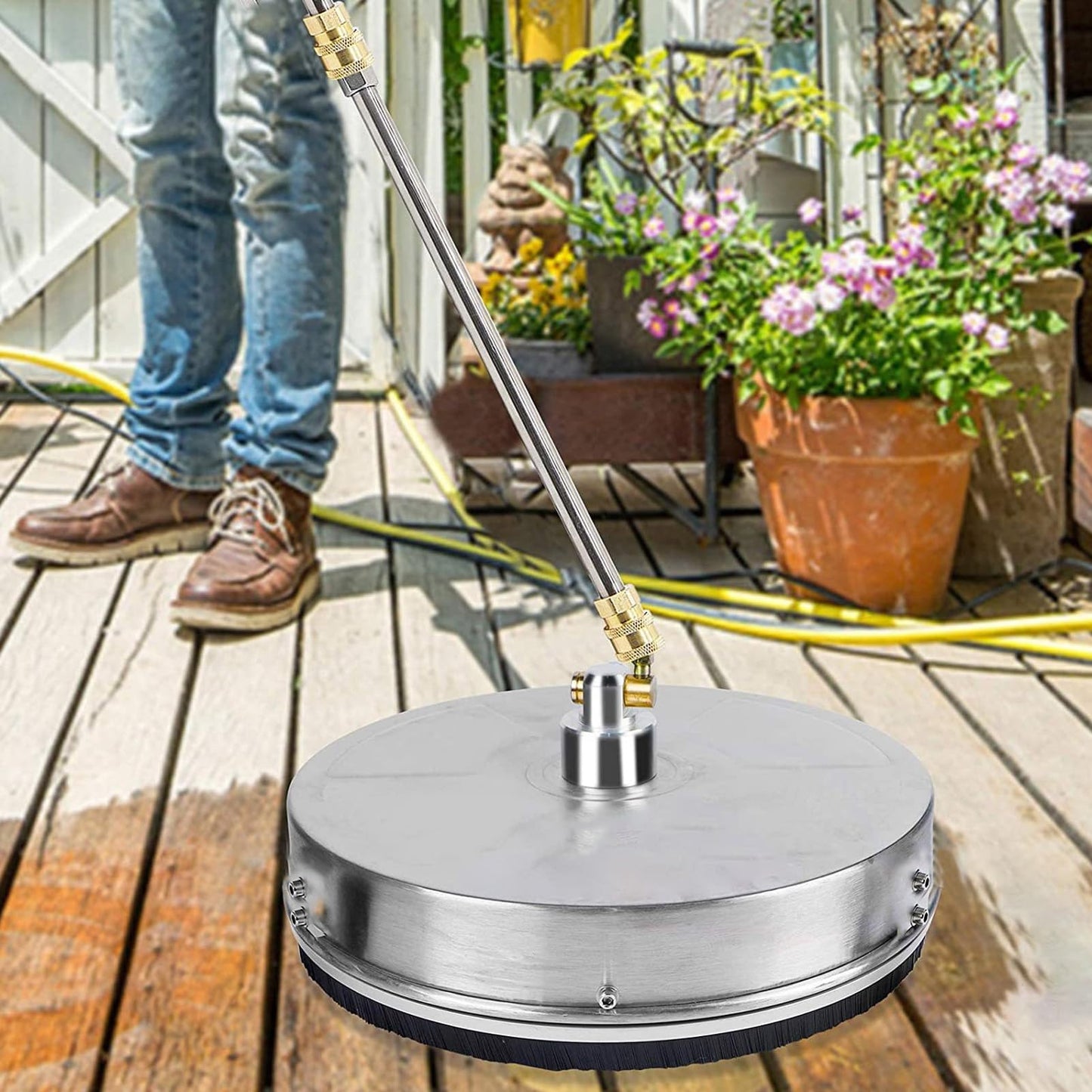 TRELVEX Pressure Washer Surface Cleaner, 13 Inch 4000 PSI Stainless Steel Power Washer with ExBar, Power Washer Attachment for Driveway, Sidewalk, Patio