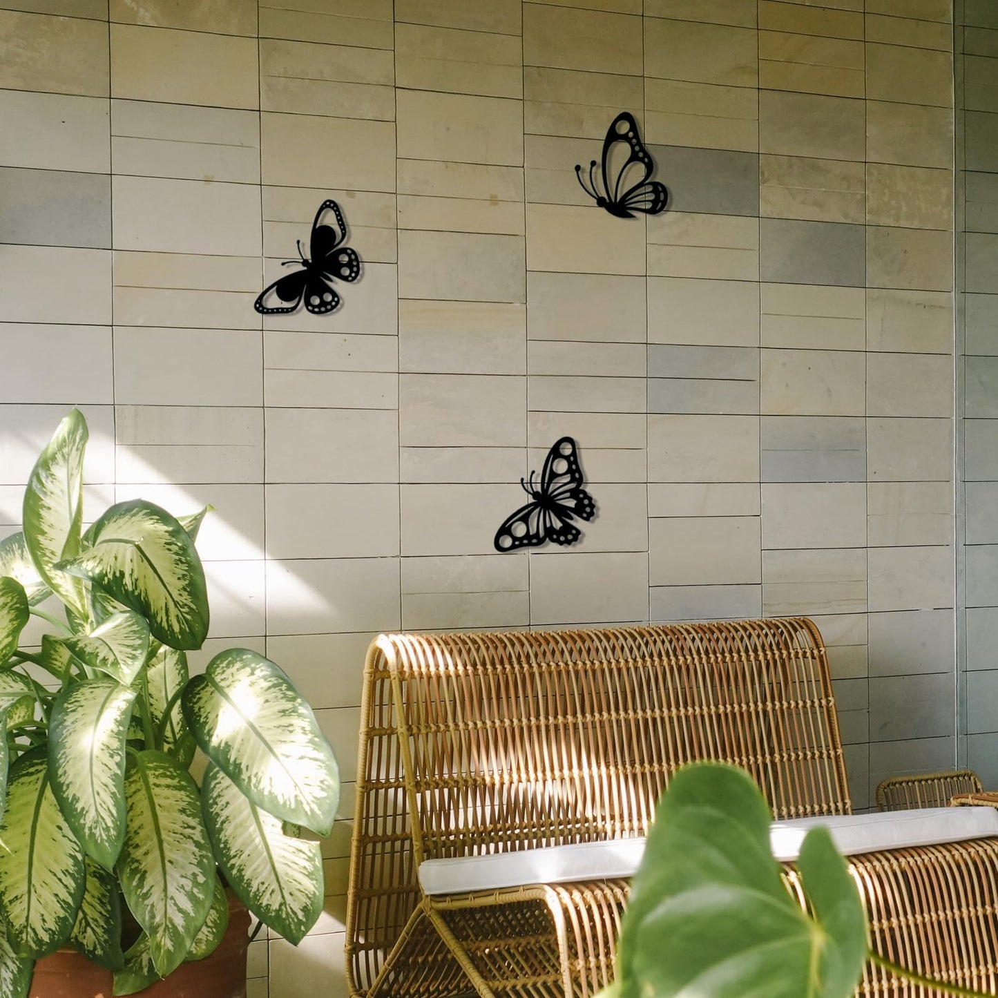 Kercan Metal Butterfly Decor Set of 3, Fence Decor Sculpture Hanging, Metal Butterflies Outdoor Decoration for The Garden, Patio, Fence, Home, and Yard