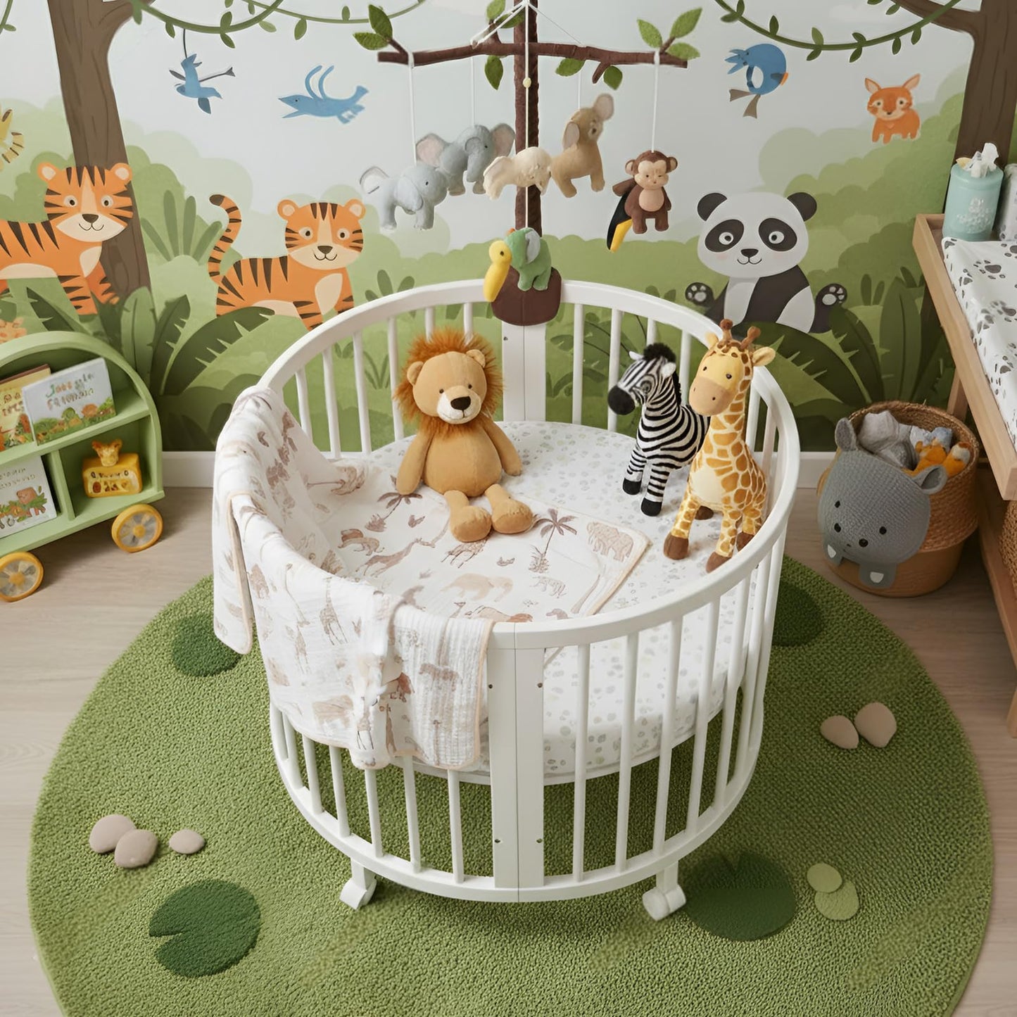 SmoothNovelty Safari Animal Muslin Blanket 47 x 47 Inch Warm Soft Cotton Muslin Swaddle Blanket Nursery Swaddling Wrap Quilt for Bedding Gift, Cold Weather, Jungle Theme Nursery Decor