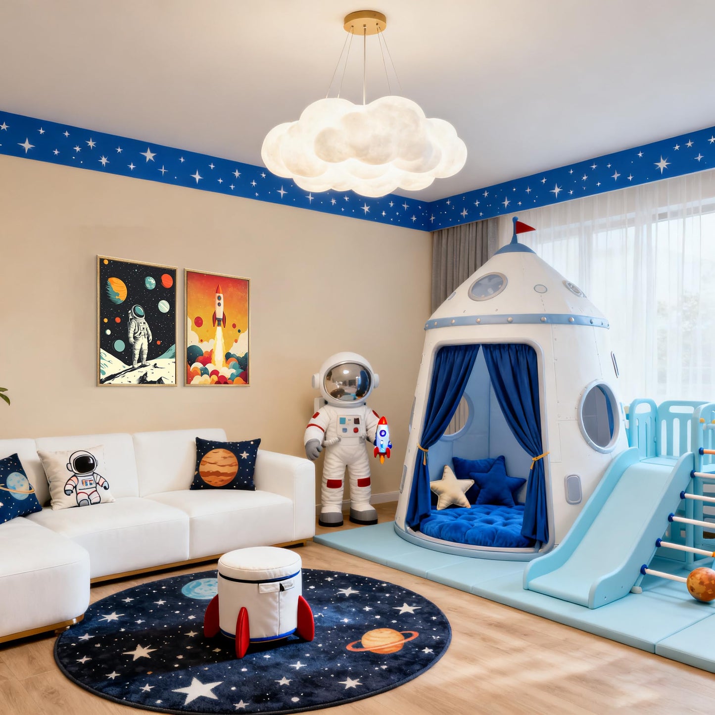 2 PCS Astronaut Wall Art Children'S Astronaut Canvas Pictures Kids Spaceman Posters Printing Artwork Rocket Paintings Wall Decor for Teen Boys Room Living Room Bedroom Decoration 8X10 In Poster