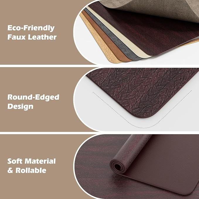 Aofmee Faux Leather Placemats Set of 6 - Waterproof - Wipeable - Washable - Heat Resistant - Anti Slip Stain Resistant Kitchen Dining Table Place Mats, Suitable for Indoor & Outdoor Use, Easy to Clean