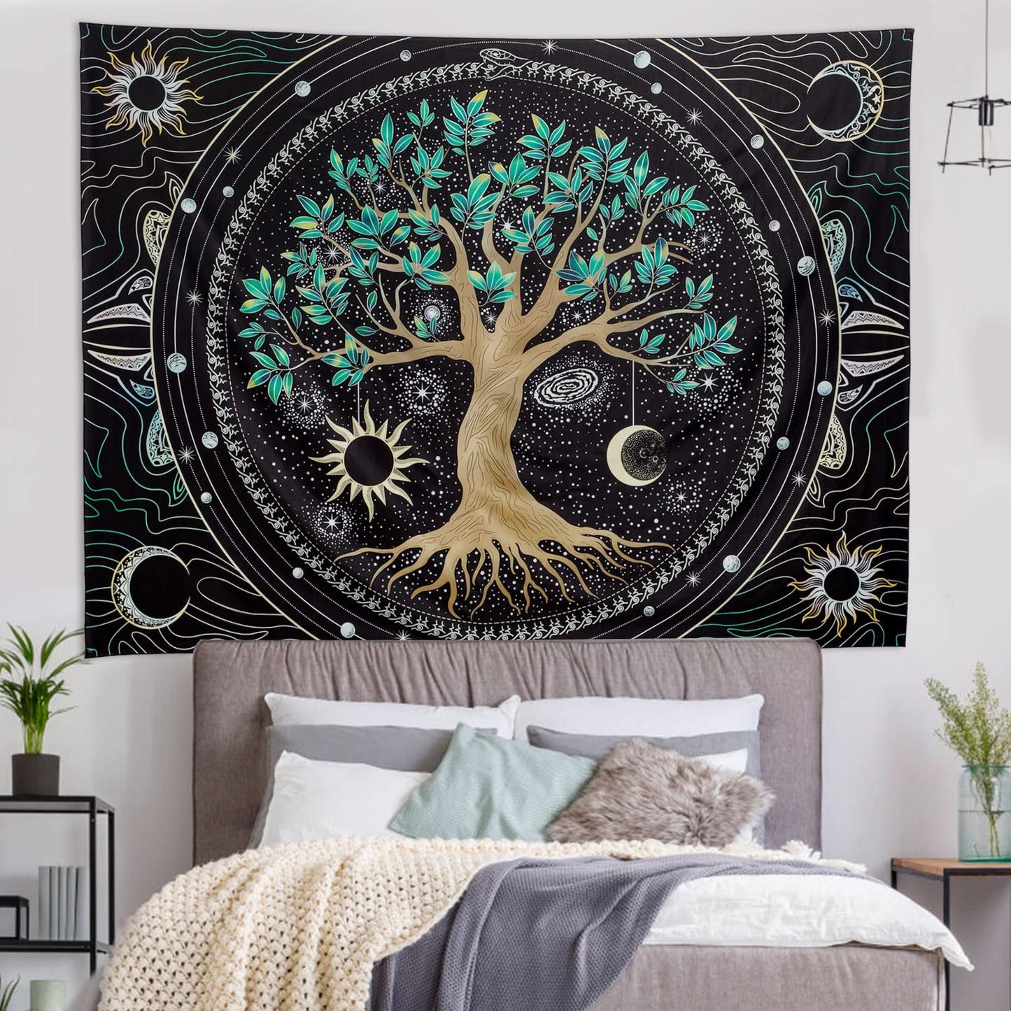 FLY SPRAY Tree of Life Tapestry Aesthetic Trippy Tapestries Wall Tapestry's Large Hippie Sun Moon Space Tapestrys Forest Wall Hanging Decor Vibrant Nature Home Talestry for Bedroom,Living Room,Ceiling
