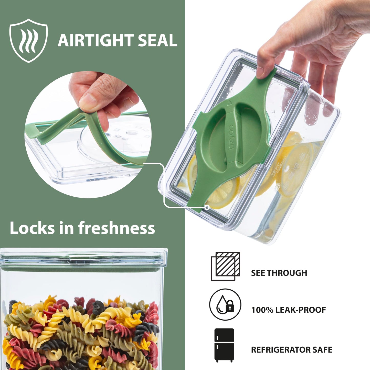 Prestoor 5-Pack SAN Airtight Pantry Storage Container Set, Leakproof Twist-Lock Lids, BPA-Free Stackable Canisters for Sugar, Flour, Pasta, Cereal & Snacks (0.8qt, 1.9qt ×2, 3qt, 4qt)