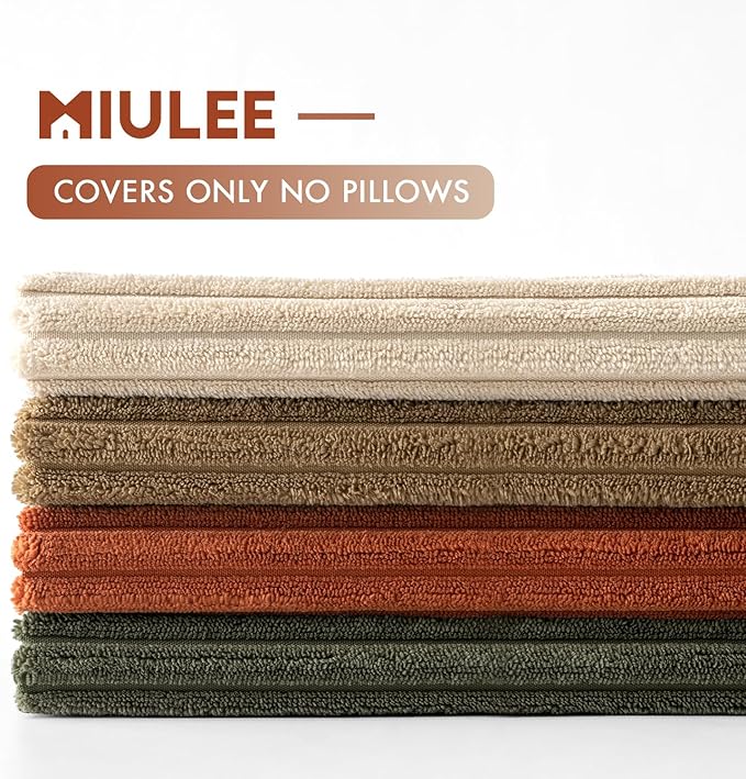 MIULEE Boho Farmhouse Throw Pillow Covers 20x20 Inch Set of 4 Western Modern Decorative Cushion Covers Soft Corduroy Home Decor for Couch Bed Sofa Living Room Rust-Olive Green Gradient Series